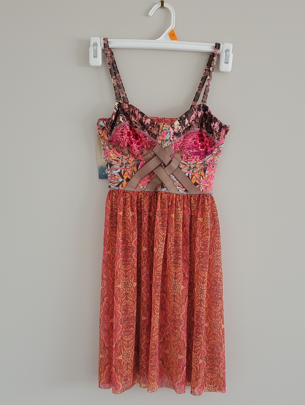 MWT Maaji Pink & Orange Patterned Knock Knock Ginger Swim Beach Dress Sz XS